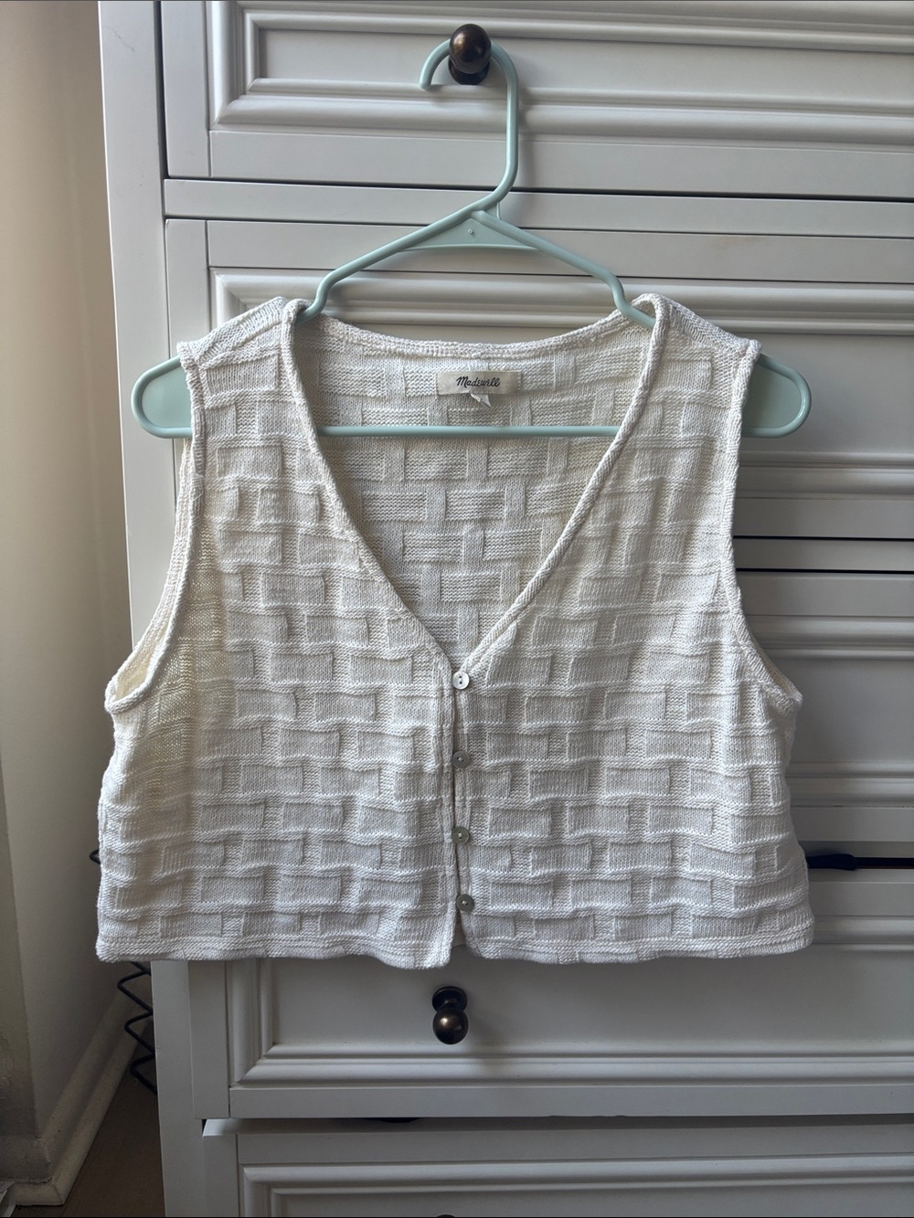Madewell Cream Textured Cropped Vest